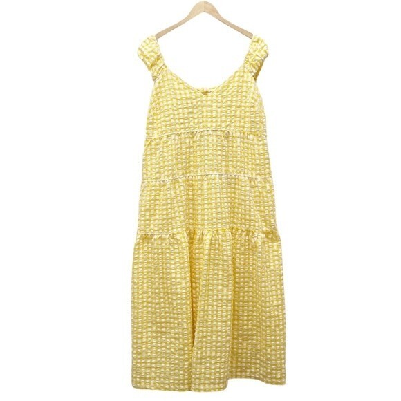 Old Navy Long Fit & Flare Tiered Seersucker All-Day Maxi Dress Women's Size XL - Picture 1 of 12